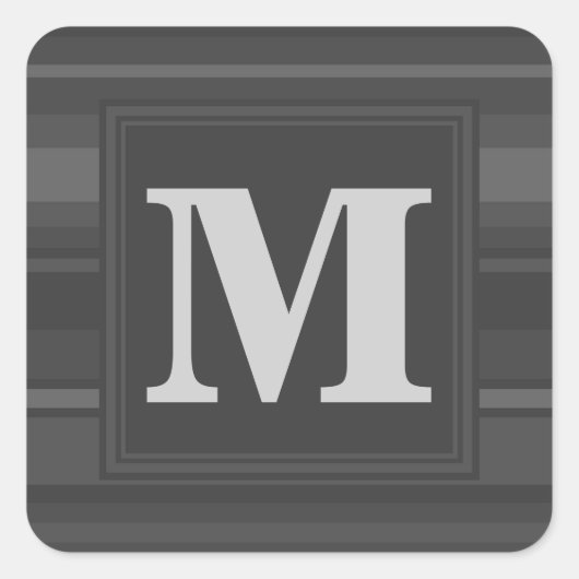 Monogramhoutskool strepen vierkante sticker (Voorkant)