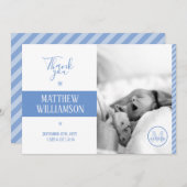 Monogramkaart geboortebevestiging foto-sjabloon aankondiging (Voorkant / Achterkant)