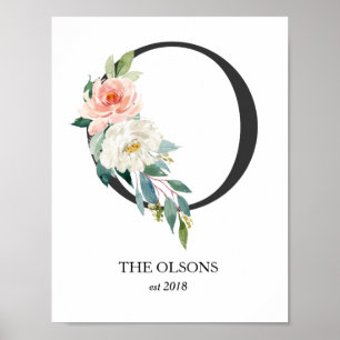 Monogramkunstprint, letter O, trouwen, kinderkamer Poster
