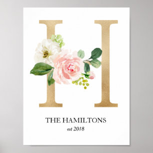 Monogramkunstwerk, Letter H, Trouwen, Kinderkamer Poster