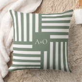 Monogramkussen met groene strepen Nieuw huis-cadea Kussen (Deken)