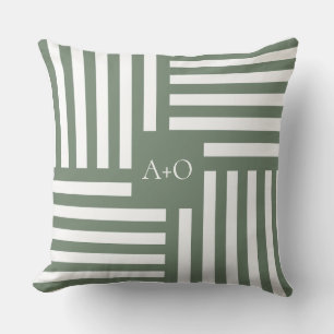 Monogramkussen met groene strepen Nieuw huis-cadea Kussen
