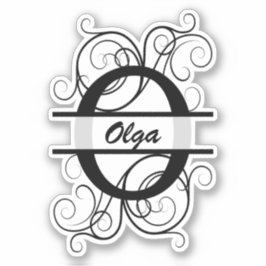 Monogramletter met draaiende draden; ruimte voor j sticker