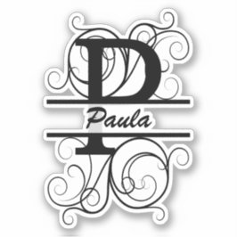 Monogramletter met draaiende draden; ruimte voor j sticker