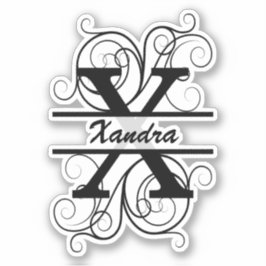 Monogramletter met draaiende draden; ruimte voor j sticker