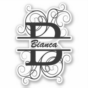 Monogramletter met draaiende draden; ruimte voor j sticker