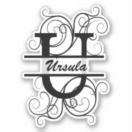 Monogramletter met draaiende draden; ruimte voor j sticker