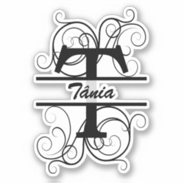 Monogramletter met draaiende draden; ruimte voor j sticker