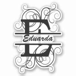 Monogramletter met draaiende draden; ruimte voor j sticker