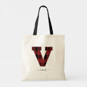 Monogramletters "V" voor speldenrood en zwart Tote Bag (Achterkant)