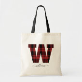 Monogramletters "W" voor speldenrood en zwart Tote Bag (Voorkant)