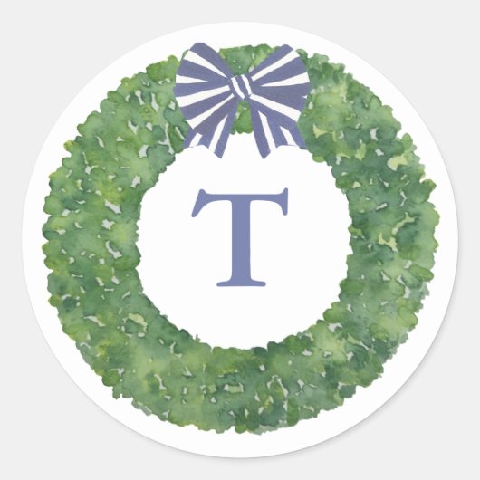 Monogramm Krans Met Strik Enveloppe Zegel (Voorkant)