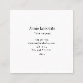 Monogramm, minimalistic Blumen schwarz weiss Vierkante Visitekaartje (Achterkant)