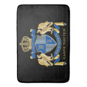 Monogrammat van wapenblauw-goudmakreel badmat (Voorkant Verticaal)