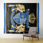 Monogrammat van wapenblauw-goudmakreel wandkleed (In Situ (horizontaal))