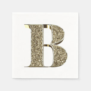 Monogrammatica Letter Initiaal B Gold Sparkles Ele Servet