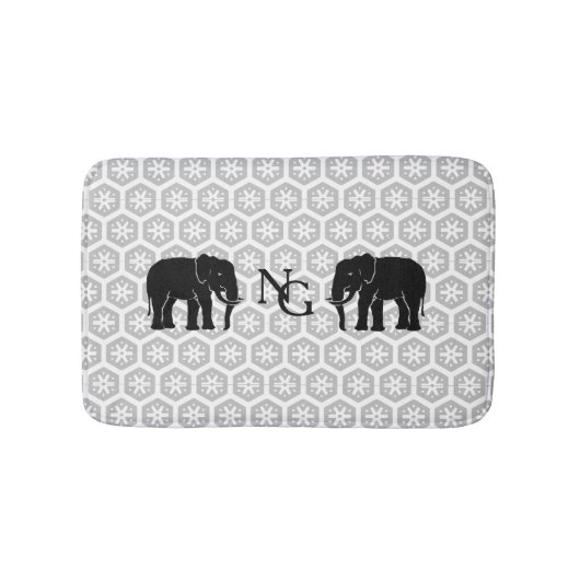 Monogrammatica Paar van Majestic Black Elephants Badmat (Voorkant)