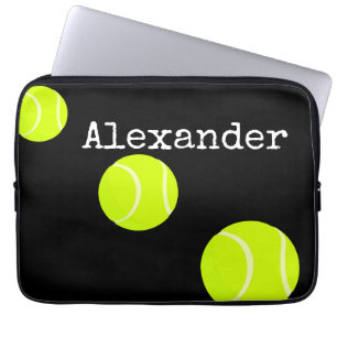 Monogrammatica: Tennis Ball Black laptophoes Laptop Sleeve