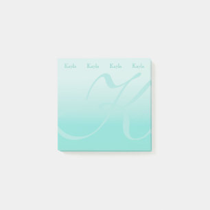 Monogrammaticaal Blauwgroen kleurenblok Post-it® Notes