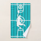 Monogrammaticale Basketball Player on Green Blue C Handdoek (Handdoek)