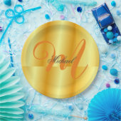 Monogrammaticale, minimale platte, moderne goudkle papieren bordje (Feest)