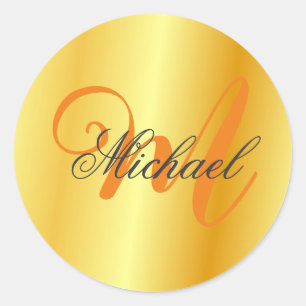 Monogrammaticale, minimale platte, moderne goudkle ronde sticker