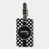 Monogrammatisch Bagagelabel van zwarte en witte po (Voorkant verticaal)