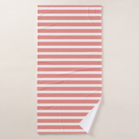Monogrammatisch koraal witte strepen dodehanddoeks badhanddoek (Badhanddoek)