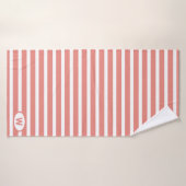Monogrammatisch koraal witte strepen dodehanddoeks badhanddoek (Badhanddoek)
