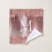 Monogrammatisch metallisch Roos Glitter Dripping G Bad Handdoek (Wasdoekje)