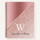 Monogrammatisch Roos Gold Glitter Sparkle Girly Notitieboek (Voorkant)