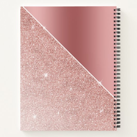 Monogrammatisch Roos Gold Glitter Sparkle Girly Notitieboek (Achterkant)