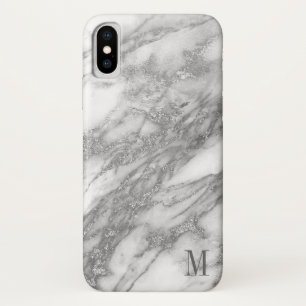 Monogrammatisch wit en zilvergrijs marmer iPhone x hoesje