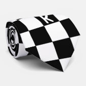 Monogrammatisch zwart-wit geruit stropdas (Opgerold)