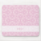 Monogrammatische Art Deco Fans Preppy in roze mand Muismat (Voorkant)