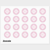 Monogrammatische Art Deco Fans Preppy in roze mand Ronde Sticker (Vel)