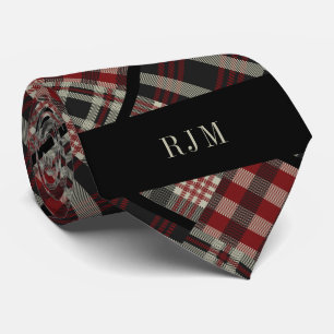 Monogrammatische diagonaal geplakt in diep rood stropdas