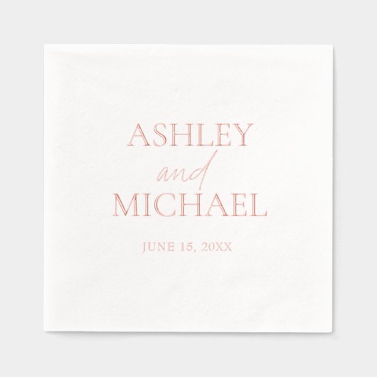 Monogrammatische naam Minimal Script Roos Gold Folie Servetten (Voorkant)