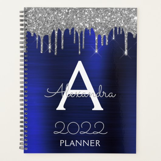 Monogramme 2022 Parties scintillant bleue de la ma (Devant)