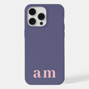 Monogramme 2 Initiales Bleu Heather et Rose Minima