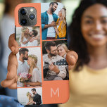 Monogramme 5 Photo Collage Orange<br><div class="desc">coque iphone customisé avec votre collage initial multi photo et arrière - plan orange. Le modèle photo est configuré pour vous permettre d'ajouter vos photos, en travaillant dans le sens des aiguilles d'une montre en haut à droite. Le montage photo utilise des formats paysage et portrait pour vous offrir une...</div>