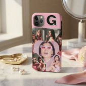 Monogramme 6-Photo Collage coque iphone Turquoise