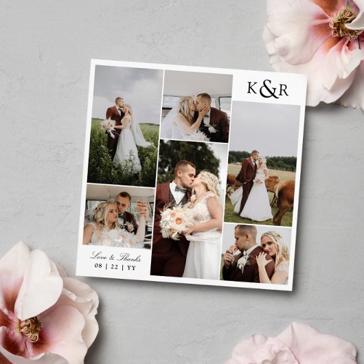 Monogramme 6 Photo Collage Mariage Amour & Merci