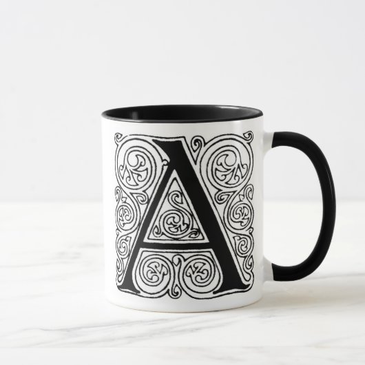 Monogramme 'A' avec perruques - Mug (Droite)