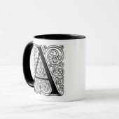 Monogramme 'A' avec perruques - Mug (Devant gauche)