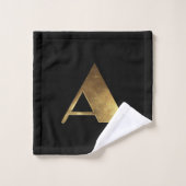 Monogramme A Black and Gold Look Élégante Typograp (Gant de toilette)