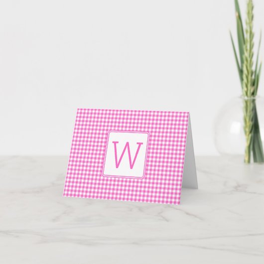 Monogramme à carreaux Gingham rose et blanc (Devant)