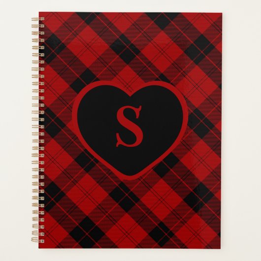 Monogramme à carreaux Noël Rouge Plaid Buffalo (Devant)