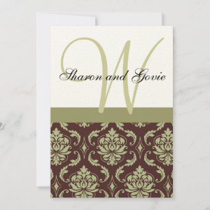 Monogramme à crèmes et Damas Brown Faire-part de m