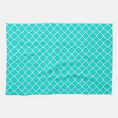 Monogramme à demi-feuille turquoise Serviette de c (Horizontal)